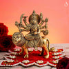 Brass 8-Armed Maa Durga Idol Sitting on Lion – Symbol of Power and Protection