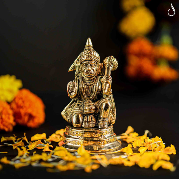 Brass Hanuman Idol Giving Blessings in Abhaya Mudra