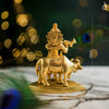 Brass Krishna Idol with Cow – Symbol of Love and Harmony