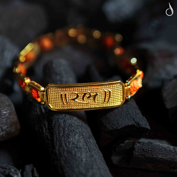 Gold Plated Ram Protection Himalyan Bracelet with Rudraksha Beads