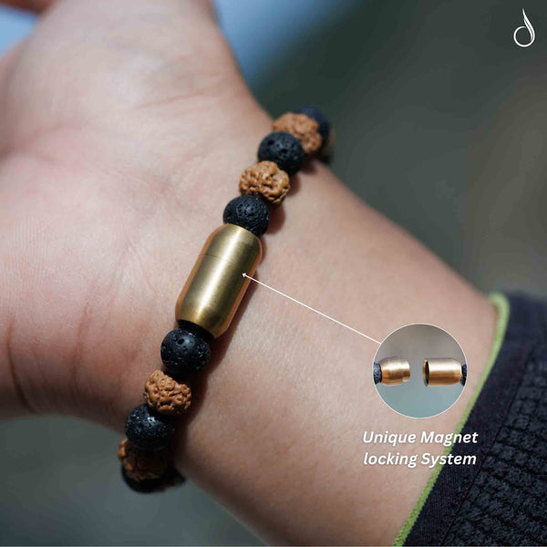 Spiritual Rudraksha Natural Stone Pyrite Bracelet