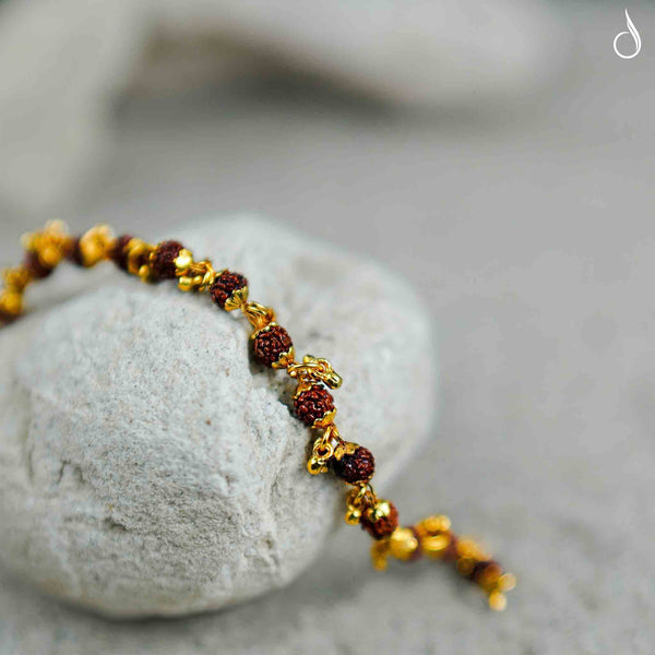 Gold Plated Elemental Rudraksha Bracelet For Women