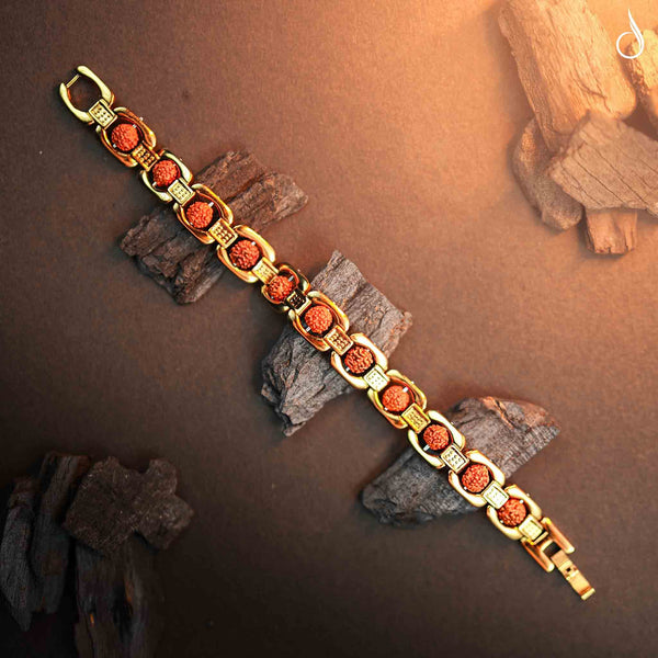 Gold Plated Essential Himalyan Rudraksha Bracelet