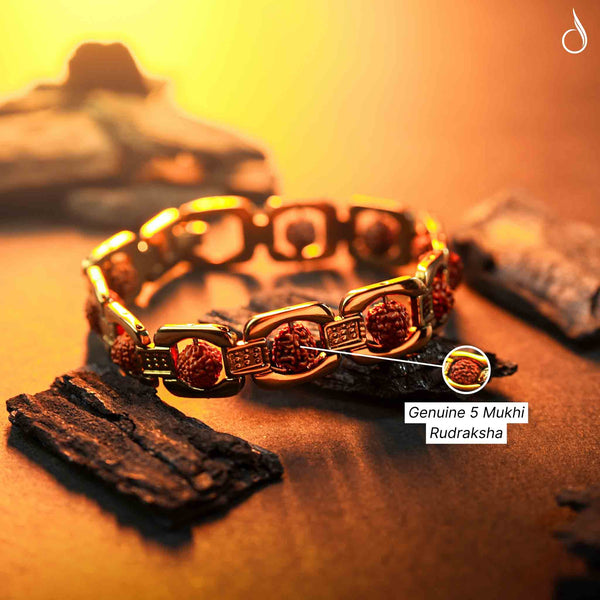 Gold Plated Essential Himalyan Rudraksha Bracelet