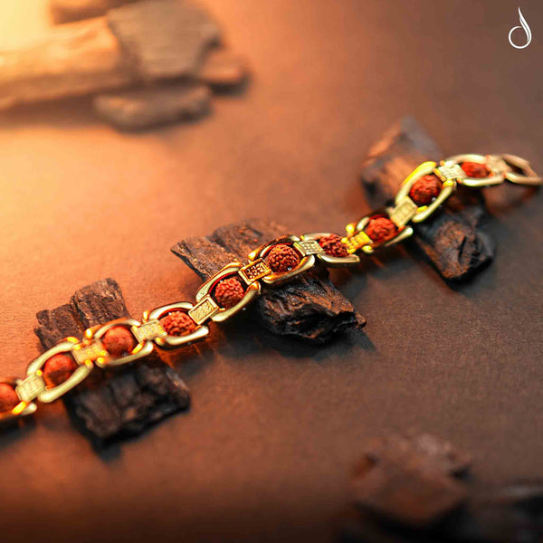 Gold Plated Essential Himalyan Rudraksha Bracelet