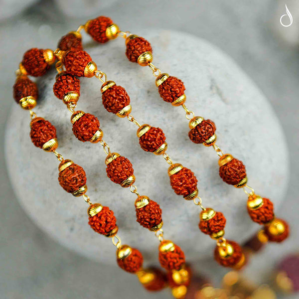 Gold Plated Himalayan Rudraksha Trishool Necklace