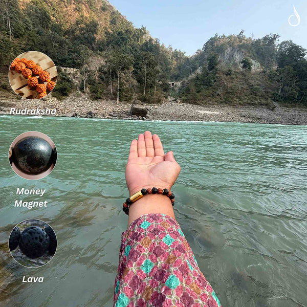 Spiritual Rudraksha Natural Stone Pyrite Bracelet