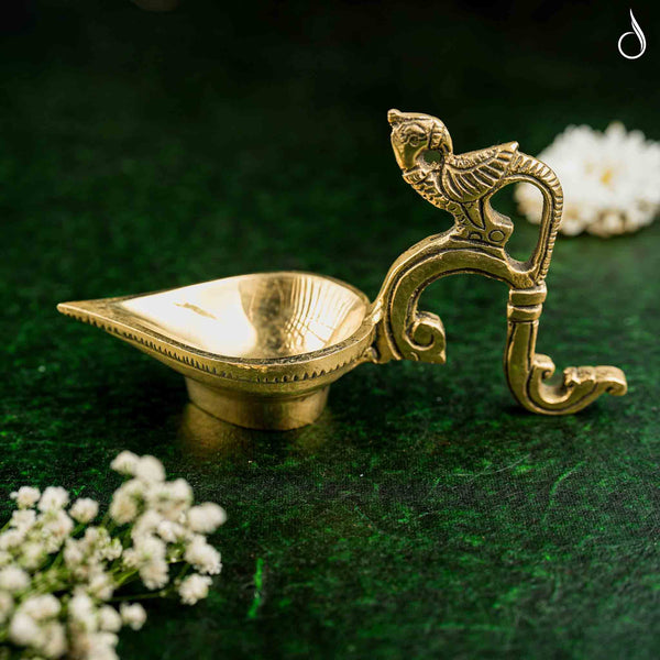 Ethnic Indian Peacock Design Brass Aarti Diya: