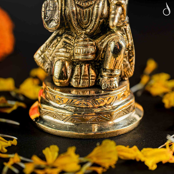 Brass Hanuman Idol Giving Blessings in Abhaya Mudra