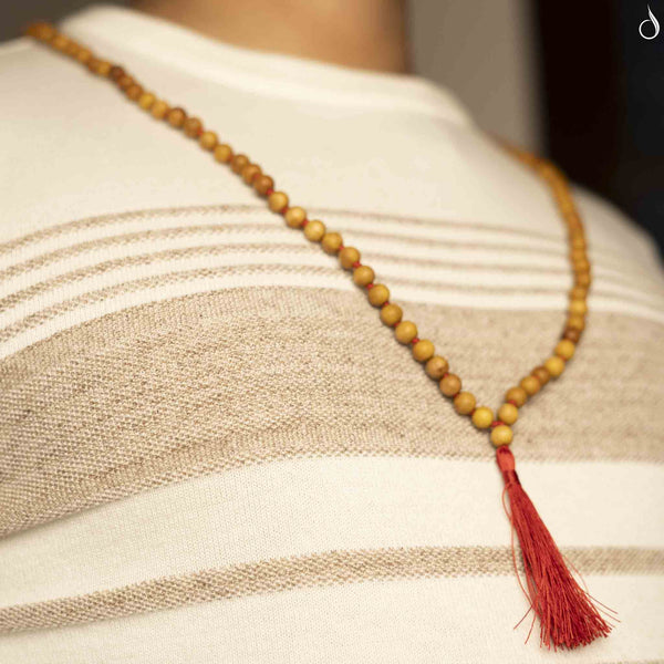 Pure White Sandalwood (Chandan) Mala- 108+1 Beads