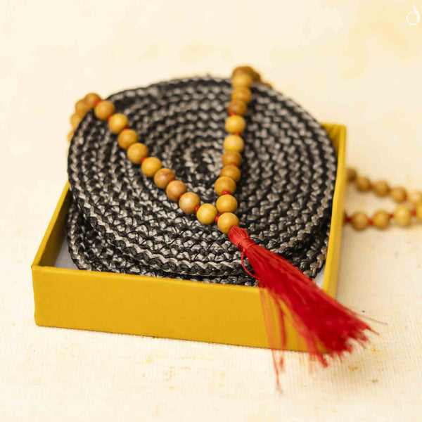 Pure White Sandalwood (Chandan) Mala- 108+1 Beads