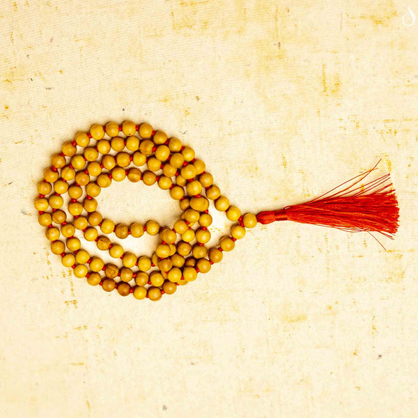Pure White Sandalwood (Chandan) Mala- 108+1 Beads