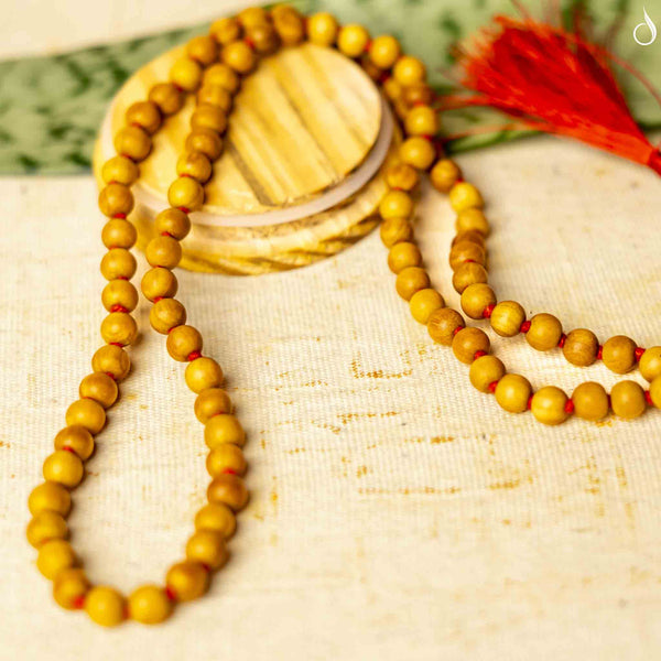 Pure White Sandalwood (Chandan) Mala- 108+1 Beads