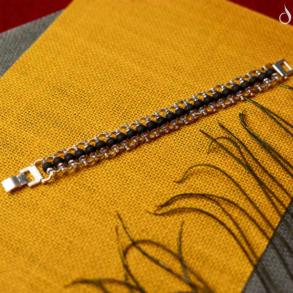 Karungali Modern Bracelet Silver Plated- Abony Wood
