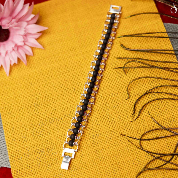 Karungali Modern Bracelet Silver Plated- Abony Wood