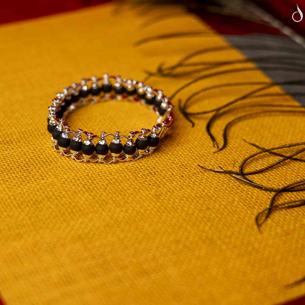 Karungali Modern Bracelet Silver Plated- Abony Wood