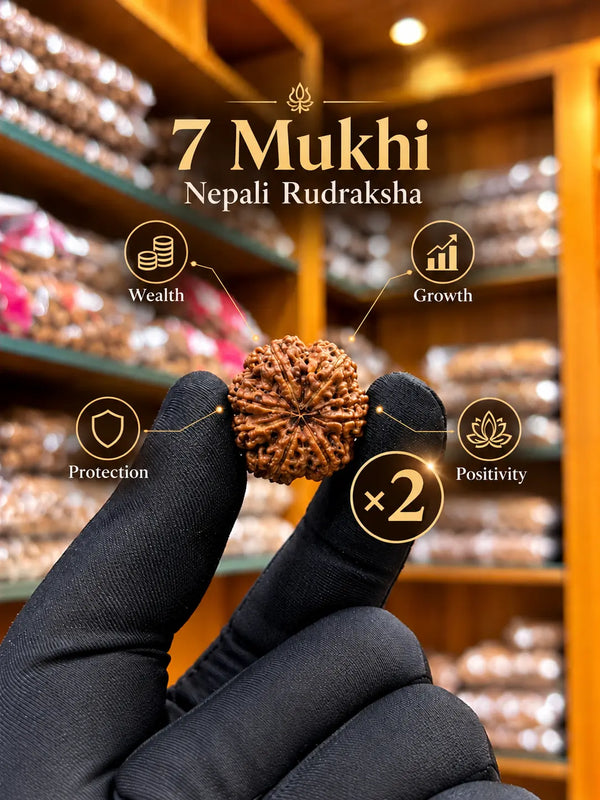 Diwali Special Rudraksha Combo – 7 Mukhi, Ganesh Mukhi & Sacred Soil Art